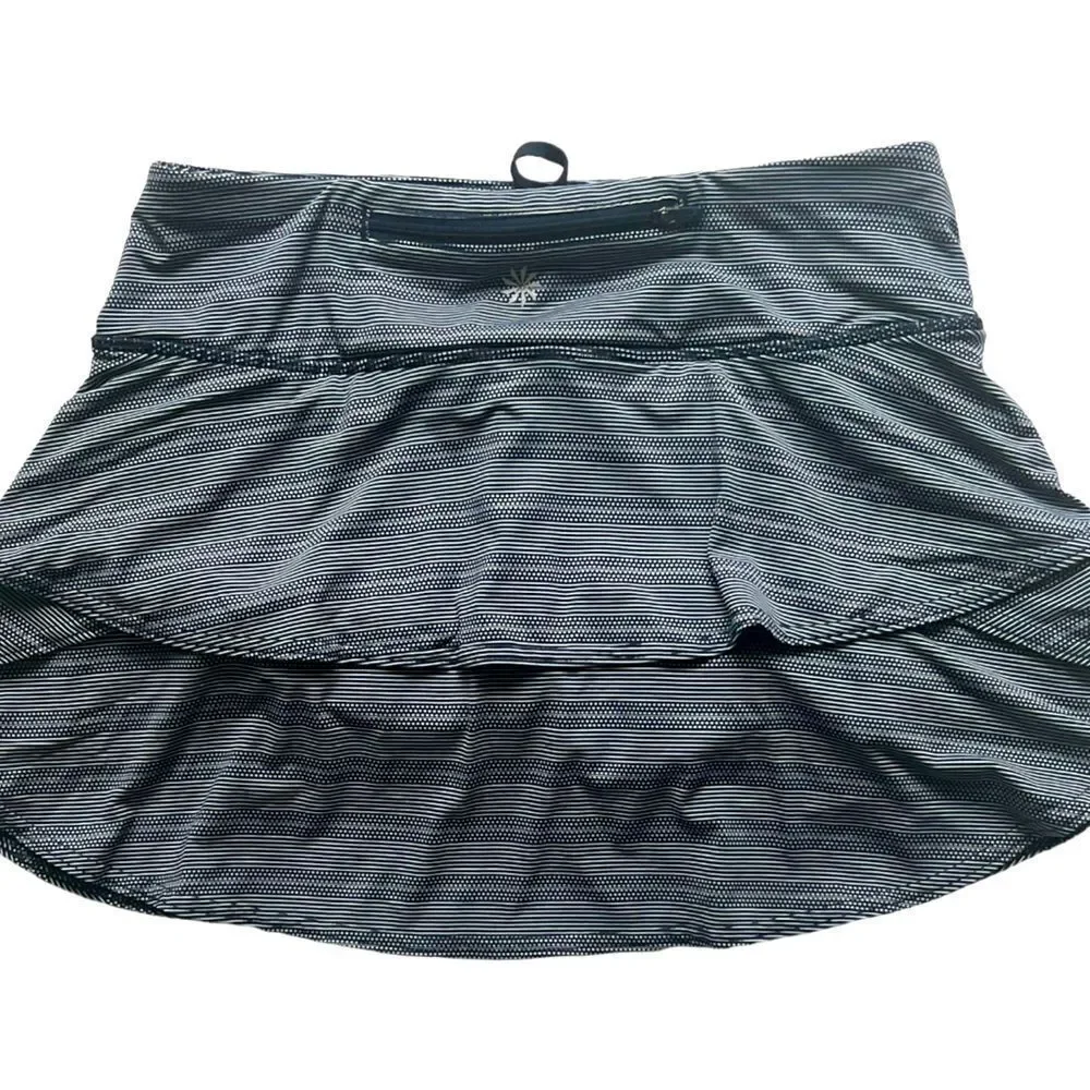 Athleta Navy Blue Stripe Swagger Ruffle Tennis Athletic Golf Activewear Skort S